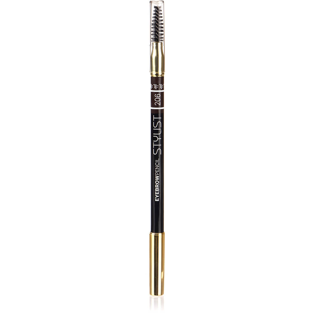 Карандаш для бровей W-214-206C тон №206 "Eyebrow Pencil Stylist" со щеточкой "мягкий черный"
