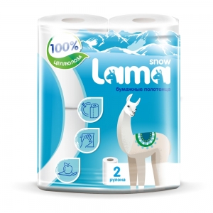 Бумажные полотенца Snow Lama Белые 2-сл (2шт), 12м 