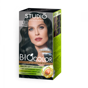 Стойкая крем-краска для волос на основе биомасел Biocolor Черный 1.0
