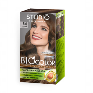 Стойкая крем-краска для волос на основе биомасел Biocolor Русый 5.0