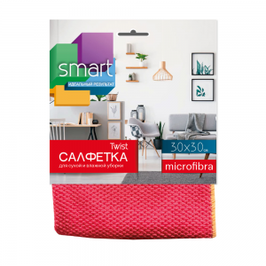 Салфетка из микрофибры Smart Twis для сухой и влажной уборки 30х30см (1шт)