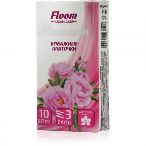 Платочки бумажные Floom Цветочные 3-слойные (10шт)