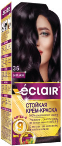 Краска для волос ECLAIR OMEGA-9 3.6 Баклажан (краска 50, окислитель 50,маска 30, перчатки)