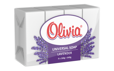 Мыло универсальное твердое упаковка по 4 штуки ''OLIVIA'' Лаванда, 640 гр