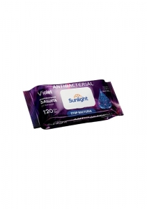 Салфетки влажные SUNLIGHT 120 шт антибактериальные Antibacterial (фиолетовые)