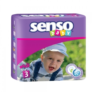 Подгузники для детей Senso Baby midi (4-9кг) с кремом-бальзамом (22шт)
