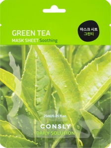 Маска для лица CONSLY Daily Solution с экстрактом листьев зелёного чая, тканевая, 25мл 